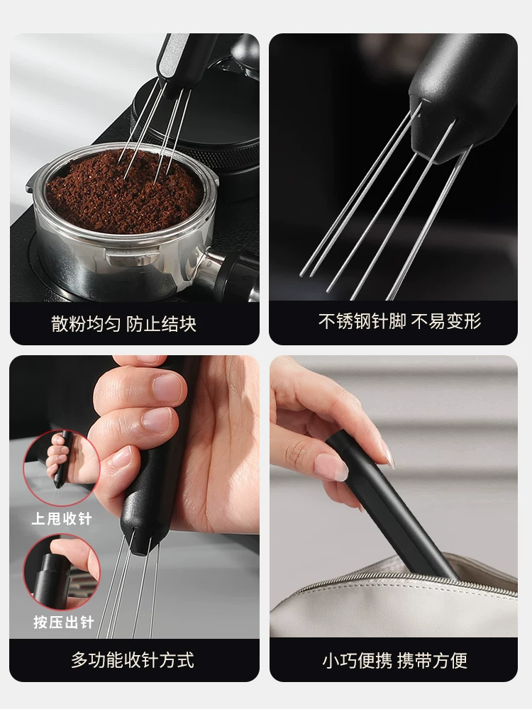 Kim phân phối bột Mongdio cho máy pha cà phê espresso, kim phân phối bột pha cà phê cầm tay bằng thép không gỉ cầm tay.