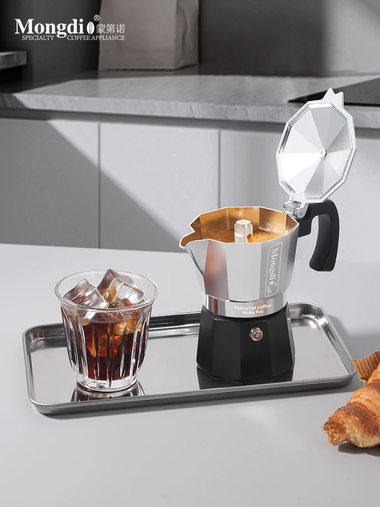 Máy pha cà phê moka pot hai van Mongdio, máy pha cà phê kiểu Ý, bộ ấm pha cà phê thủ công