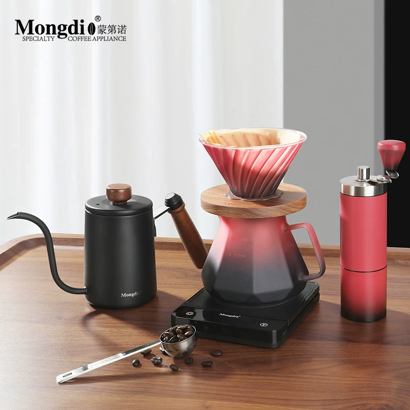 Bộ pha cà phê thủ công Mongdio, ấm pha cà phê thủ công, ấm chia sẻ, cốc lọc V60, máy xay cà phê cầm tay, thiết bị pha cà phê bằng tay