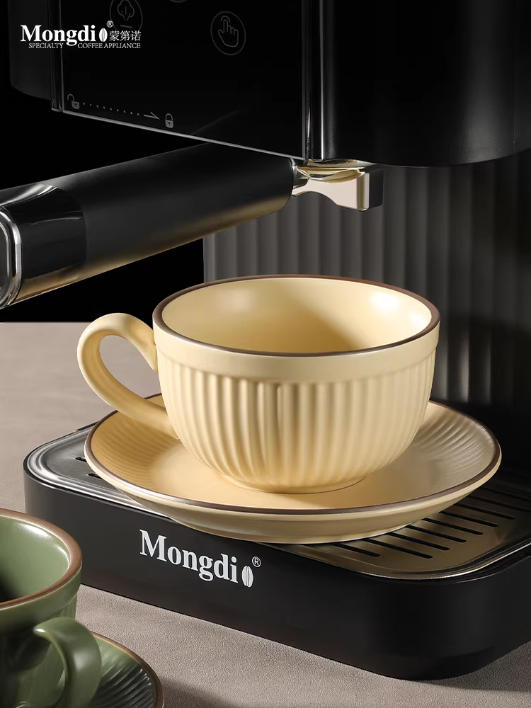 Tách cà phê gốm sứ Mongdio, tách cà phê latte nghệ thuật cao cấp, tách cà phê cappuccino, tách cà phê kiểu Nhật và đĩa lót
