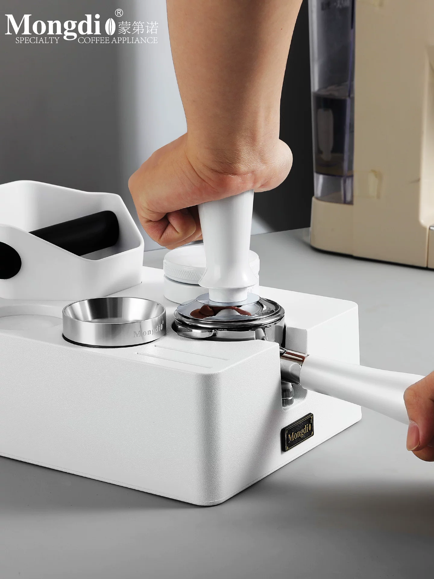 Dụng cụ pha cà phê Mongdio, máy ép cà phê, búa cà phê, bộ dụng cụ pha cà phê, hộp đựng bã cà phê, đế đựng dụng cụ