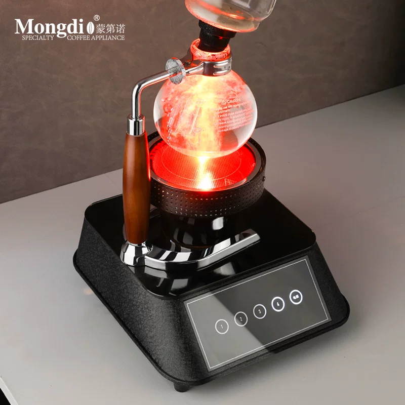 Bếp điện siphon Mongdio, bếp điện sóng nhẹ, ấm pha cà phê siphon, bếp điện làm nóng, bếp đèn đỏ