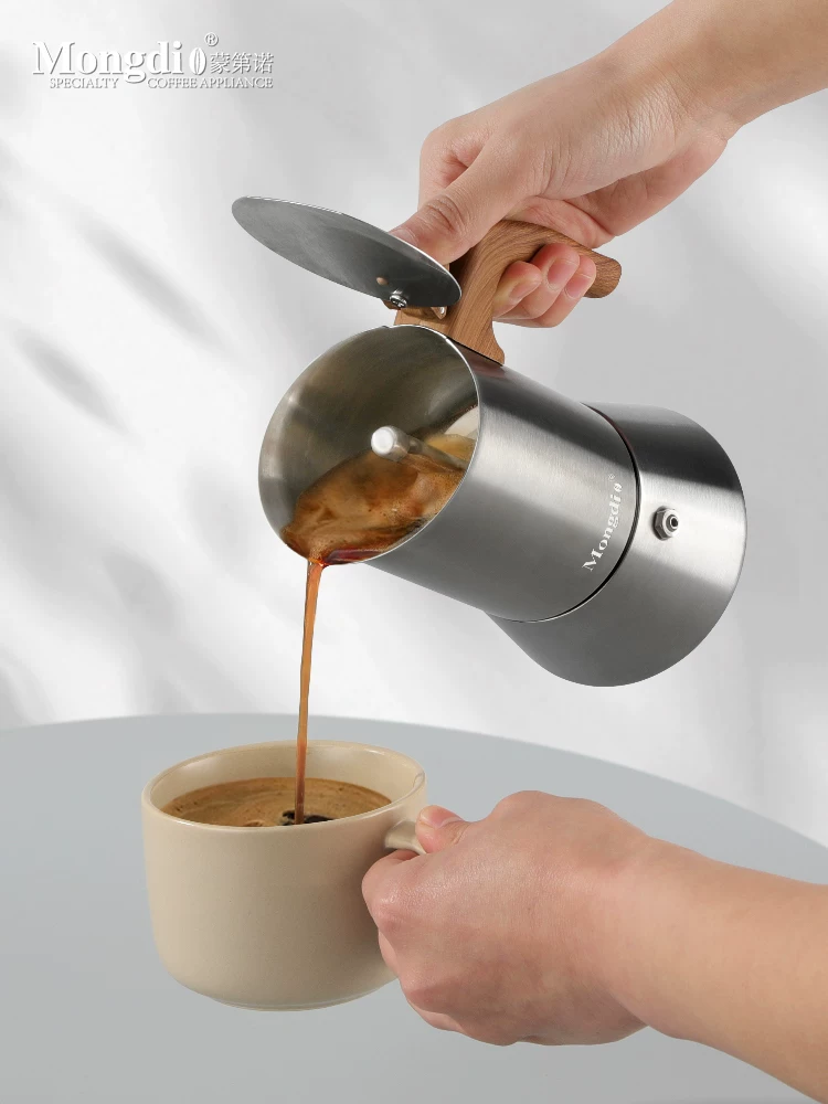 Máy pha cà phê bằng thép không gỉ Mongdio Moka, máy pha cà phê espresso, dụng cụ pha cà phê