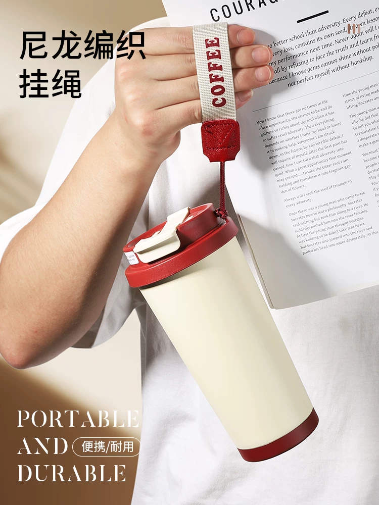 Cốc giữ nhiệt Mongdio cốc nước dung tích lớn lót gốm giữ ấm và lạnh cốc cà phê cốc có ống hút di động