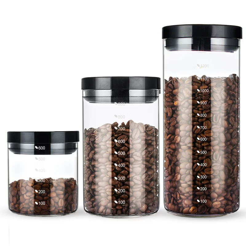 Hũ thủy tinh kín dùng trong gia đình, hũ kín đựng hạt cà phê, hũ bảo quản thực phẩm, hũ đựng trà sữa, chai đựng ngũ cốc