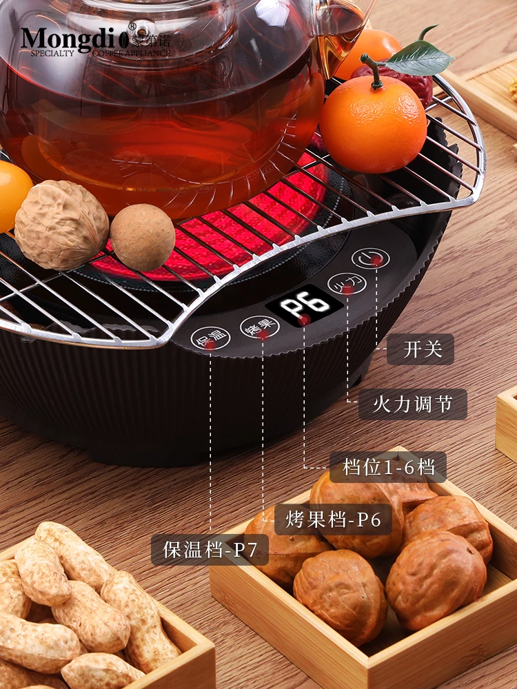 Bộ ấm trà và lò đốt củi Mongdio mẫu mới 2024, bếp điện gốm gia dụng mùa đông, bộ đầy đủ