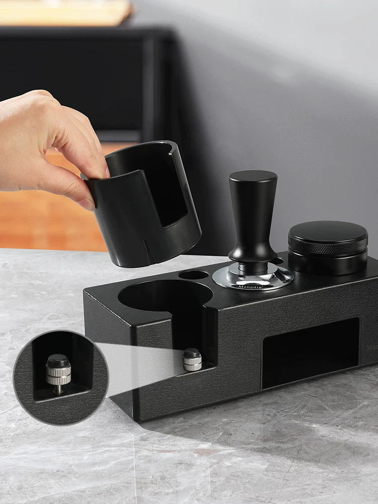 Bộ dụng cụ nén cà phê Mongdio với đế, dụng cụ phân phối và búa nén 2 trong 1, búa nén 51/53/58mm