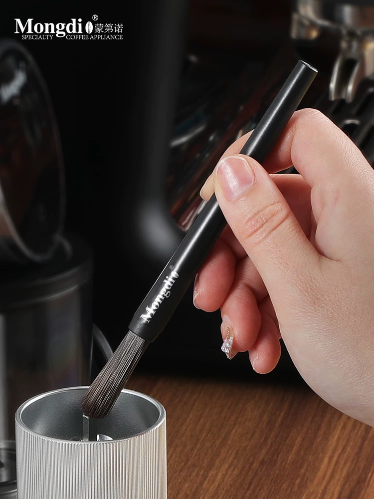 Bàn chải làm sạch bột cà phê Mongdio, bàn chải làm sạch máy xay, bàn chải máy pha cà phê, bàn chải bột, dụng cụ bàn chải quầy bar