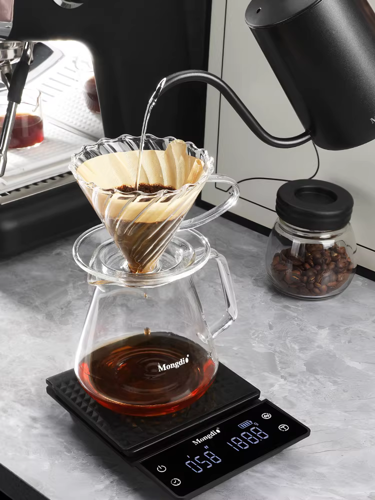 Cân điện tử cà phê Mongdio, cân cà phê, cân điện tử chuyên dụng để pha cà phê thủ công kiểu Ý, có chức năng hẹn giờ