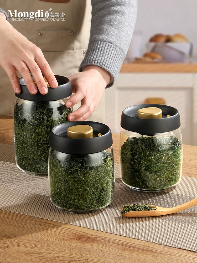 Hộp đựng trà Mongdio, lọ thủy tinh kín khí, lọ đựng trà, hộp đựng trà gia dụng, hộp đựng trà thơm