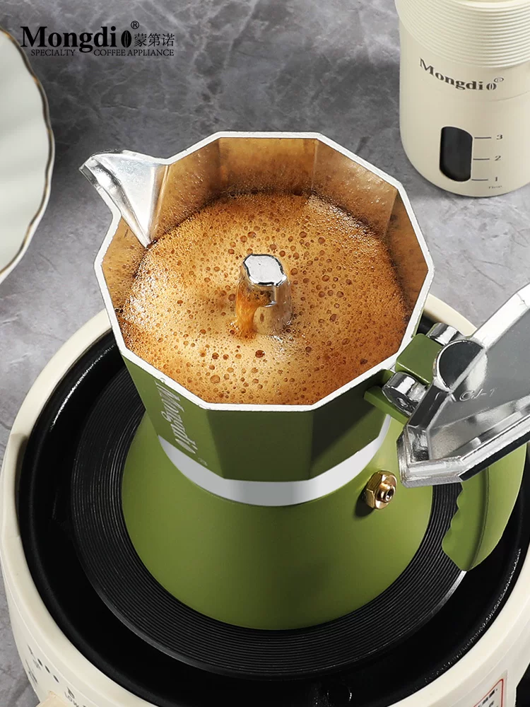 Máy pha cà phê mini Moka pot Mongdio, máy pha cà phê espresso tại nhà, ấm pha cà phê Moka