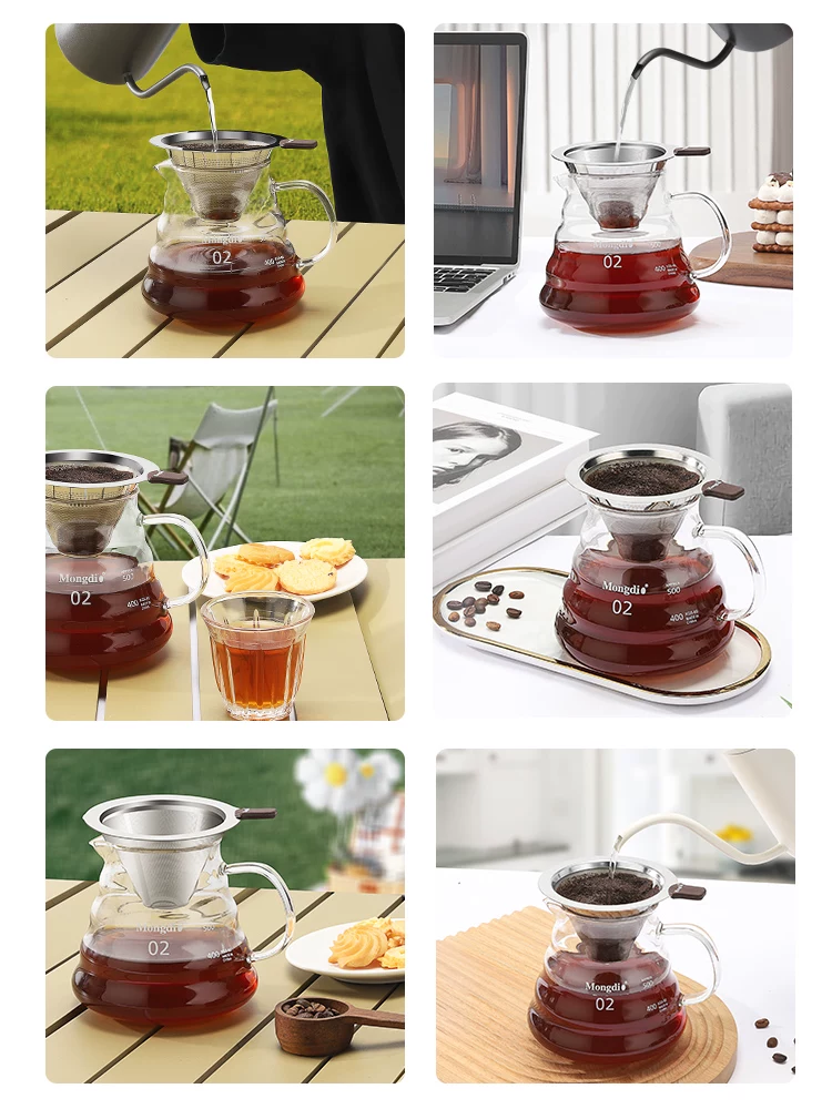 Bộ lọc cà phê Mongdio bộ lọc cà phê lưới lọc cốc lọc bằng thép không gỉ bộ ấm pha cà phê đổ qua giấy lọc cà phê