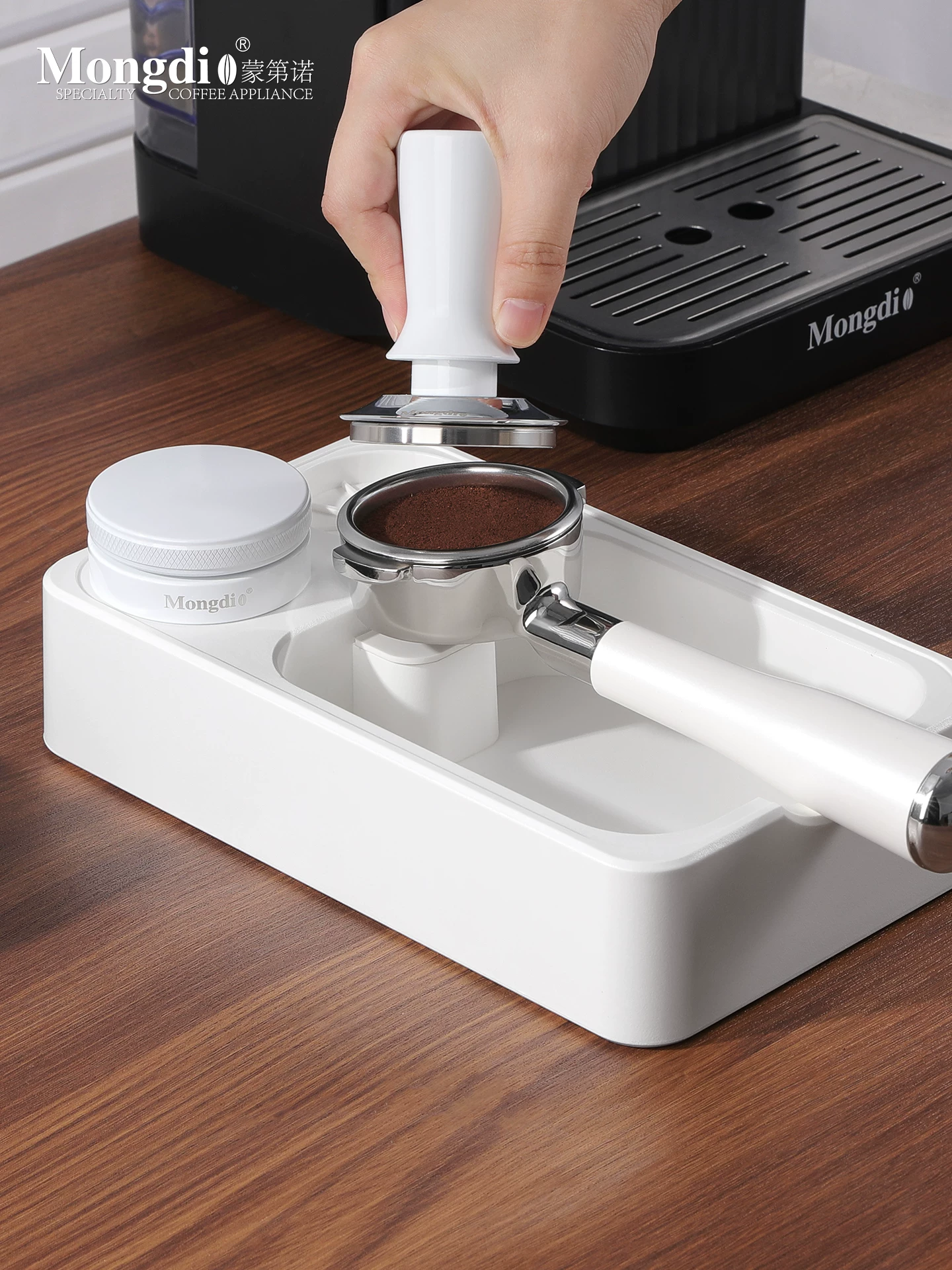 Bộ dụng cụ pha cà phê Mongdio: đế ép cà phê, dụng cụ ép cà phê, hộp đựng bã cà phê, phụ kiện máy pha cà phê