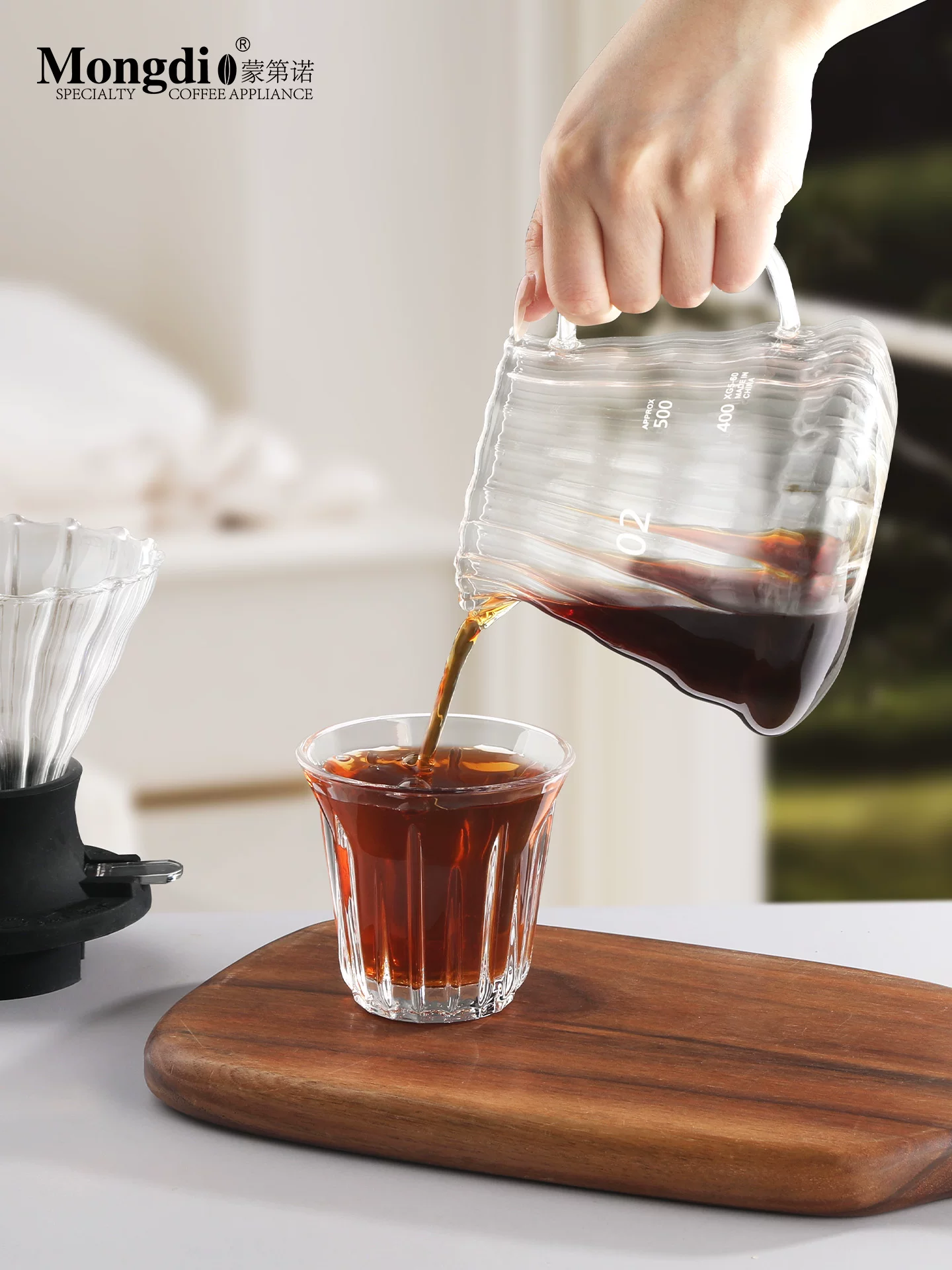 Bộ lọc cà phê thông minh Mongdio cốc lọc cà phê v60 cốc lọc thủy tinh phễu lọc cà phê pha bằng tay bộ chia sẻ cà phê