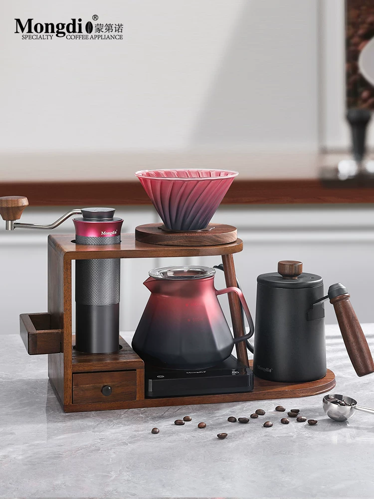Bộ ấm pha cà phê thủ công Mongdio Blackberry, máy xay cà phê bằng tay, thiết bị pha cà phê bằng tay, giá để đồ