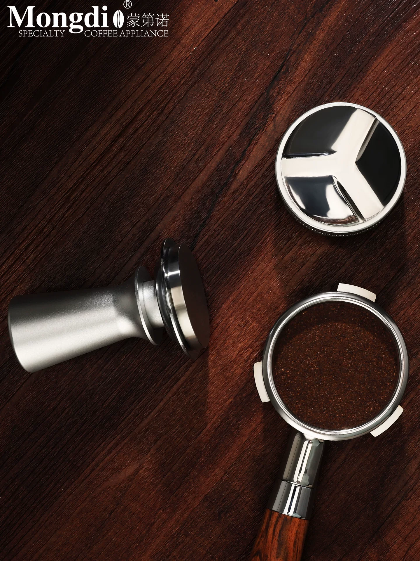 Dụng cụ nén cà phê Mongdio 51/58mm bằng thép không gỉ, phụ kiện máy pha cà phê, có hộp đựng