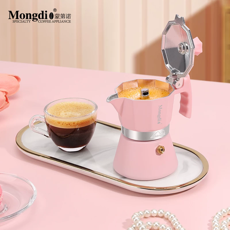 Máy pha cà phê mini gia dụng Mongdio Moka, máy pha cà phê espresso nhỏ gọn, bình pha cà phê