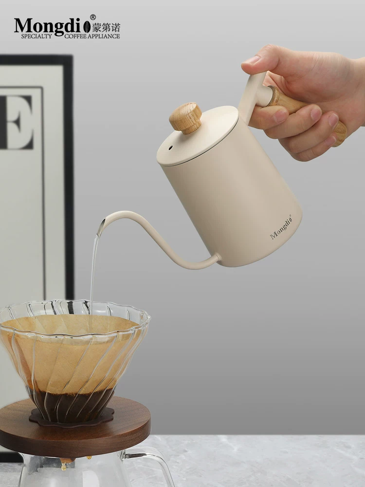 Bình pha cà phê Mongdio, bình pha cà phê nhỏ giọt, bình có vòi dài bằng thép không gỉ 304, miệng hẹp, bình pha cà phê
