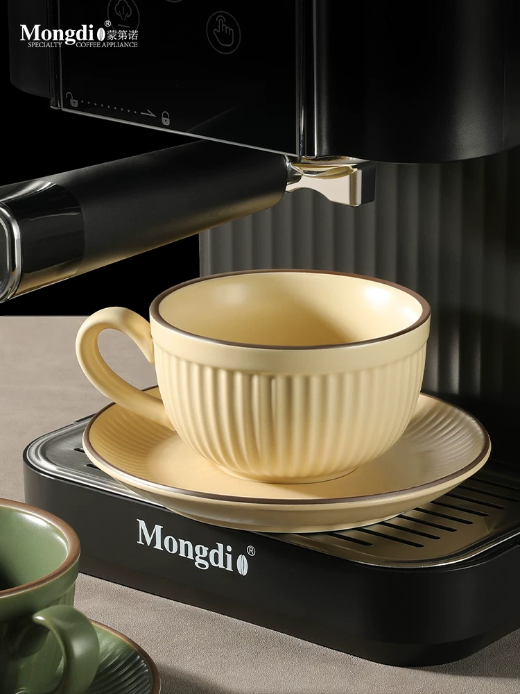 Bộ cốc cà phê gốm sứ Mongdio, cốc cà phê nghệ thuật latte, bộ cốc và đĩa cổ điển, cốc latte cao cấp tinh tế