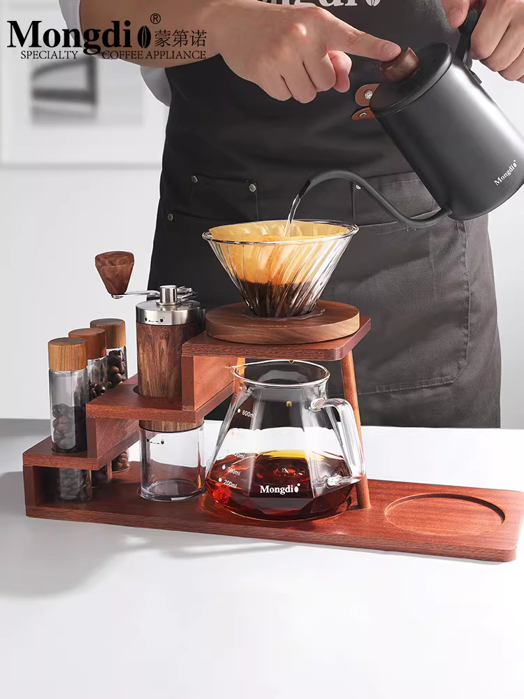 Bộ ấm pha cà phê thủ công Mongdio, giá đựng máy pha cà phê xay bằng tay, bộ dụng cụ pha cà phê thủ công gia dụng đầy đủ