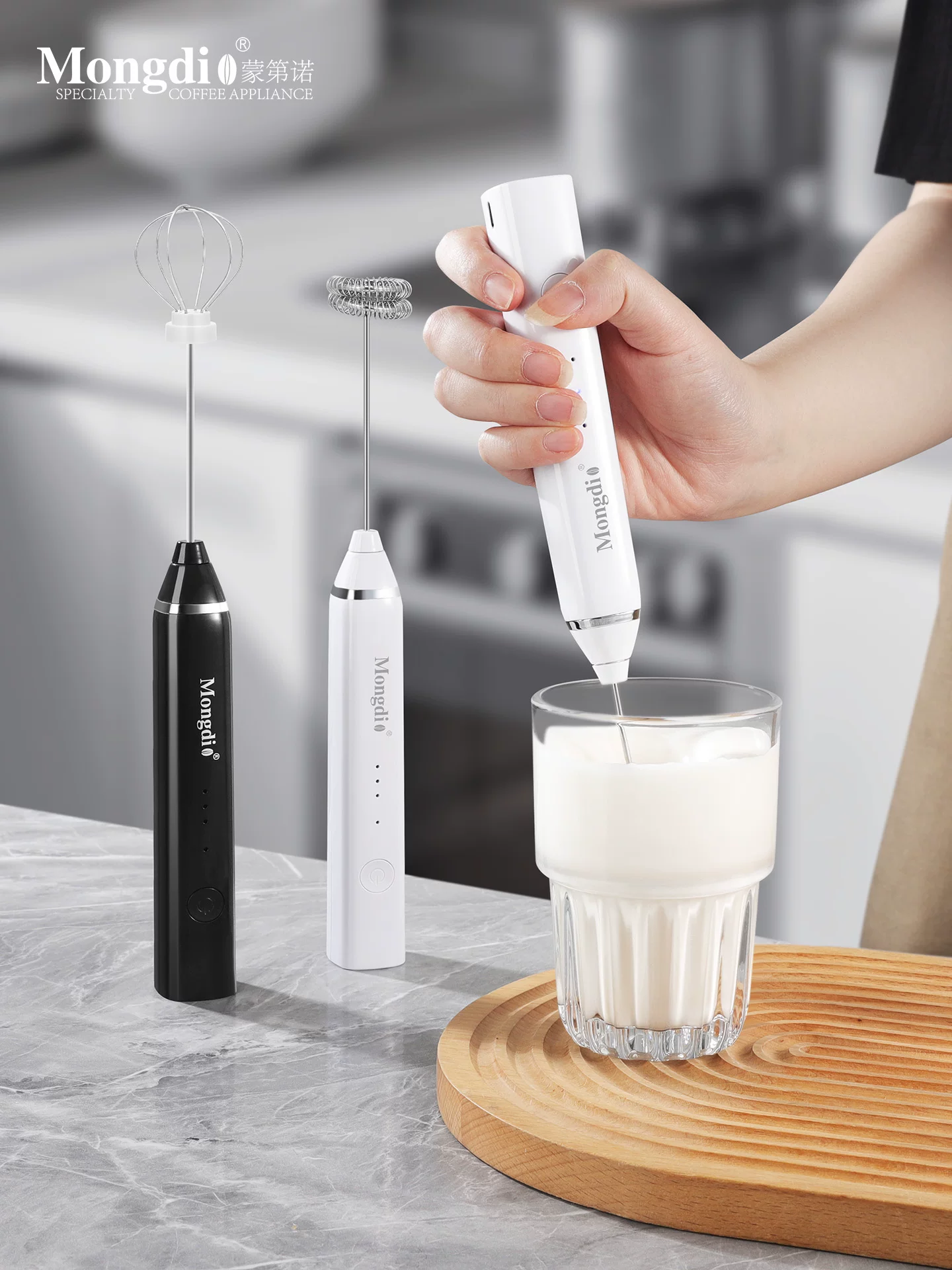 Máy tạo bọt sữa cà phê Mongdio Máy tạo bọt sữa Máy trộn sữa Máy khuấy sữa Máy đánh trứng điện