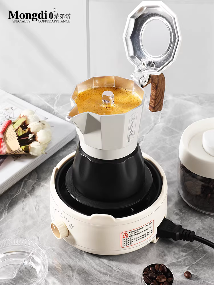 Máy pha cà phê moka pot hai van Mongdio thế hệ thứ ba 3.0, máy pha cà phê espresso gia dụng, bình pha cà phê thủ công