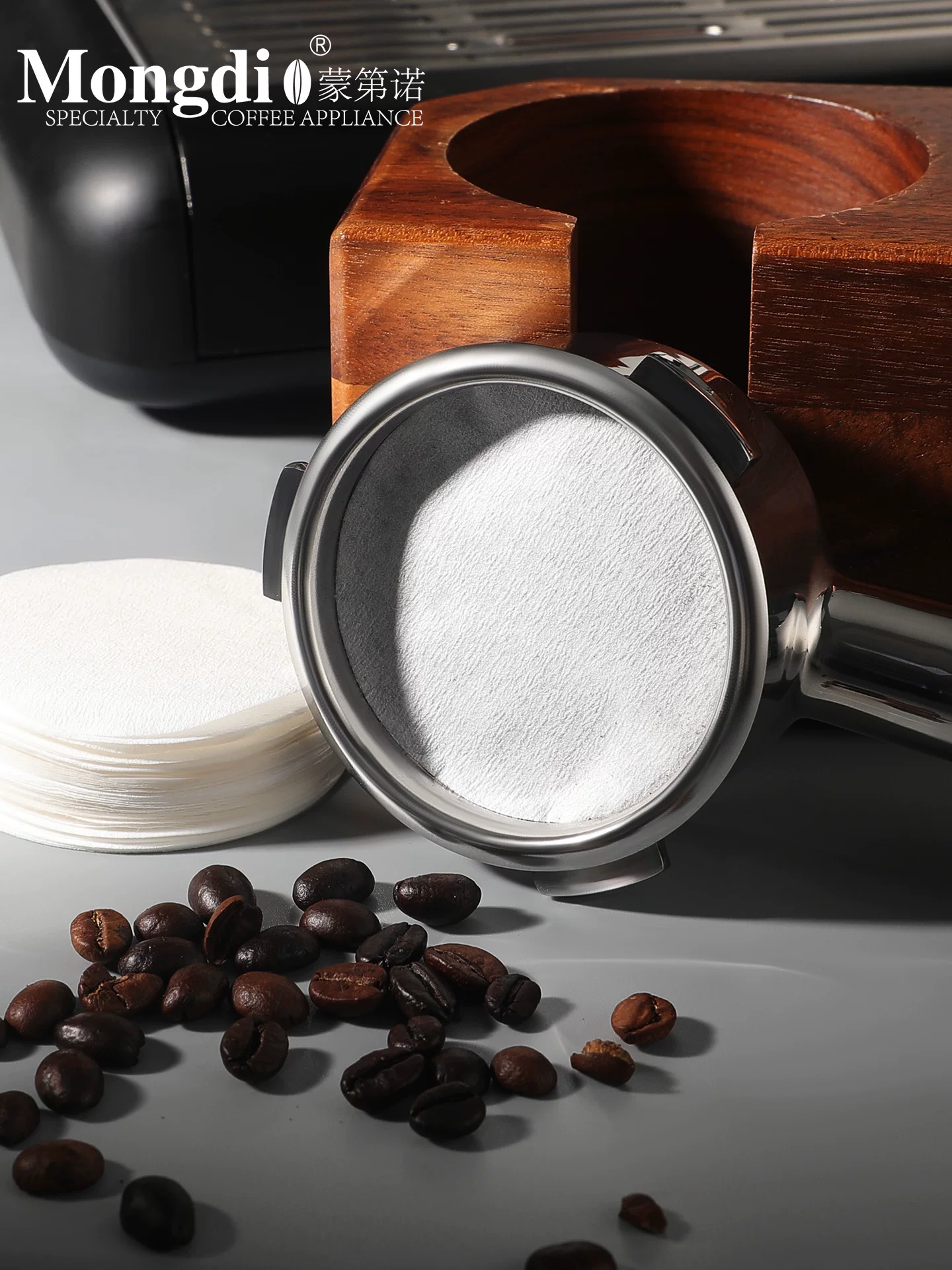 Giấy lọc cà phê Mongdio, phụ kiện máy pha cà phê espresso, tay cầm, khay đựng bột, giấy lọc 51/58mm