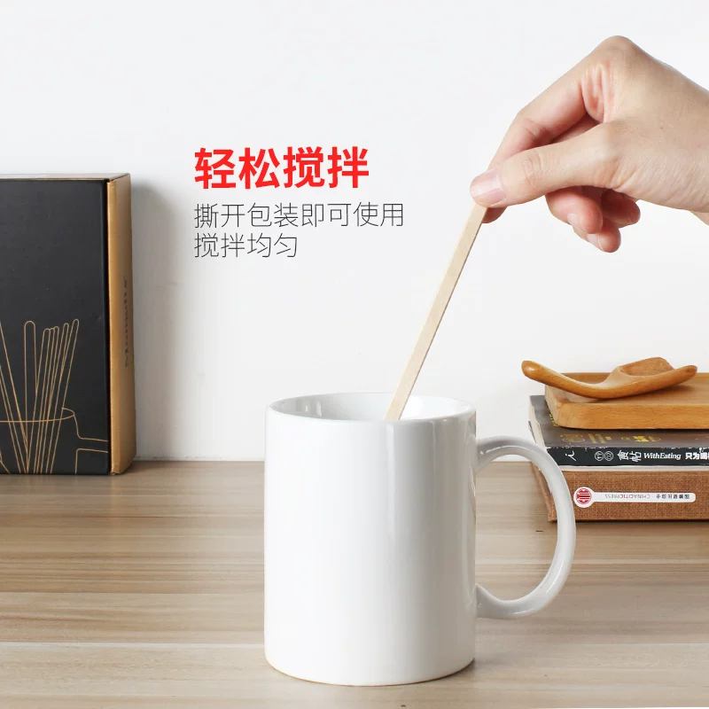 Que khuấy cà phê đóng gói riêng lẻ, que gỗ dùng một lần, que khuấy đồ uống nóng, trà sữa, sữa bột, mật ong