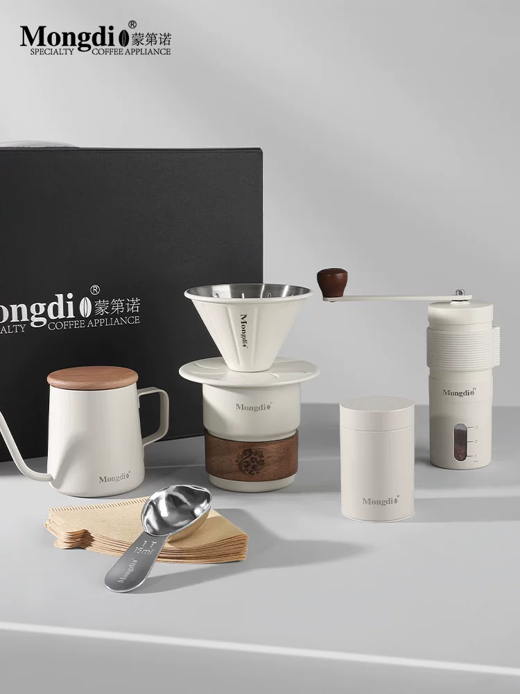 Bộ ấm pha cà phê thủ công Mongdio hộp quà tặng máy pha cà phê cầm tay cầm tay ấm pha cà phê dụng cụ quà tặng sinh nhật