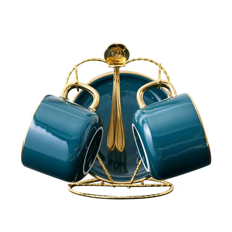 Bộ tách cà phê Mongdio latte dùng trong gia đình, phong cách châu Âu, sang trọng nhỏ gọn, phong cách ins, bộ cốc và đĩa sứ cao cấp tinh tế.