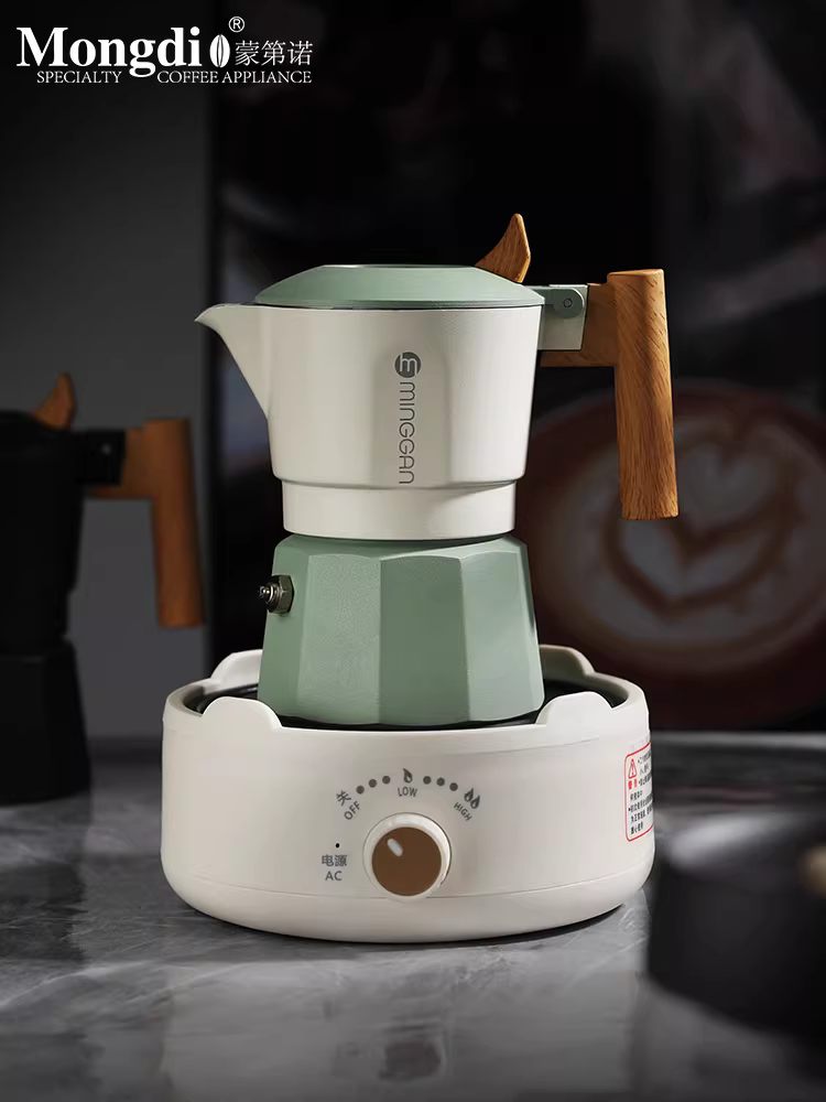 Bộ máy pha cà phê moka van đôi Mongdio thế hệ thứ ba dành cho gia đình, máy pha cà phê espresso
