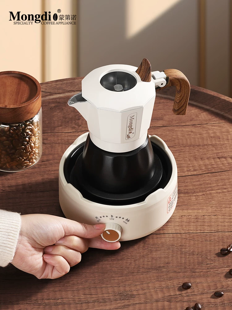 Máy pha cà phê moka pot hai van Mongdio, máy pha cà phê espresso, bộ dụng cụ pha cà phê