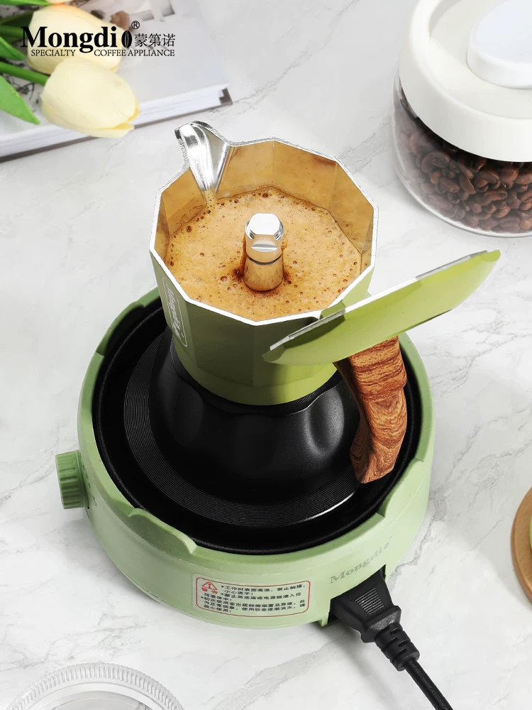 Máy pha cà phê moka pot van đôi Mongdio, máy pha cà phê espresso nhỏ gọn cho gia đình, dụng cụ pha cà phê thủ công