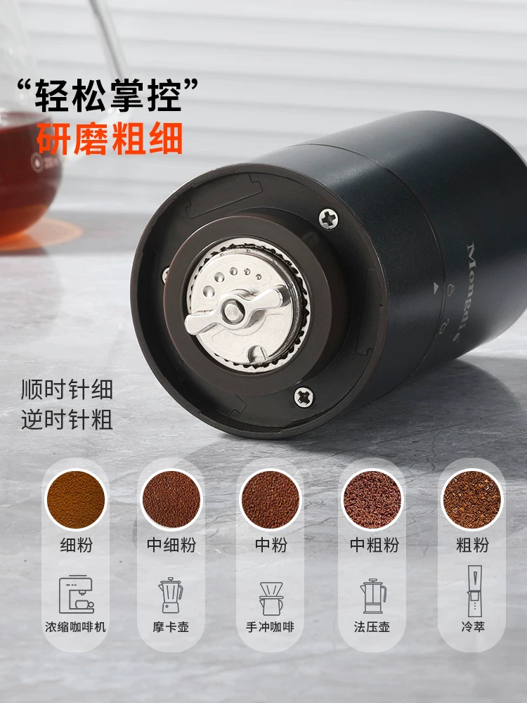 Máy xay cà phê điện Mongdio máy xay cà phê hạt cà phê lõi thép CNC di động máy xay cà phê nhỏ máy xay hạt cà phê