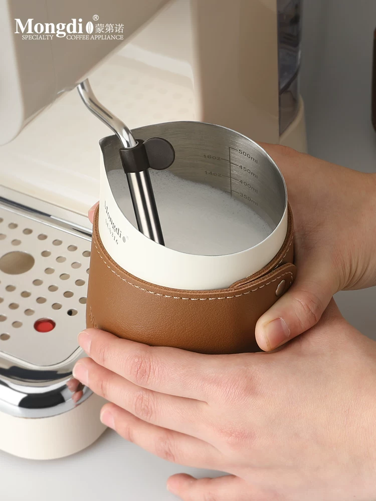 Bình sữa tạo bọt sữa bằng thép không gỉ chuyên nghiệp, kiểu dáng hiện đại, không tay cầm, dùng cho pha cà phê Latte Art, thương hiệu Mongdio.
