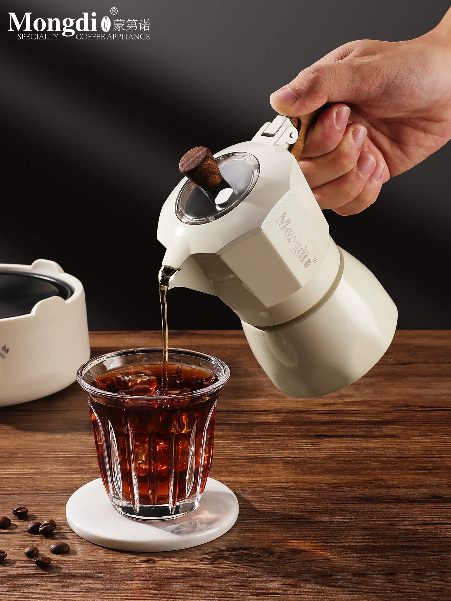 Mongdio van đôi moka pot moka bình pha cà phê tại nhà máy pha cà phê bằng tay bộ dụng cụ pha cà phê