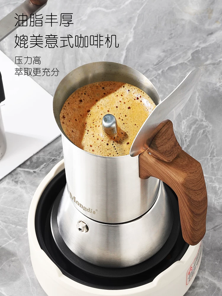 Mongdio thép không gỉ moka pot cà phê bình pha cà phê espresso chiết xuất moka cà phê pot máy pha cà phê tại nhà