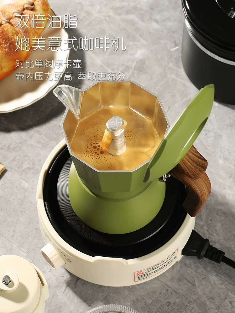 Máy pha cà phê moka pot hai van Mongdio dùng trong gia đình, máy pha cà phê moka, máy pha cà phê espresso thủ công