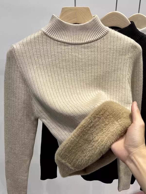 Hàng thanh lý: Áo len nữ xuất khẩu, áo len cổ lọ cắt mác, lớp lót lông cừu dày giữ ấm mùa đông, áo len dệt kim giữ nhiệt.