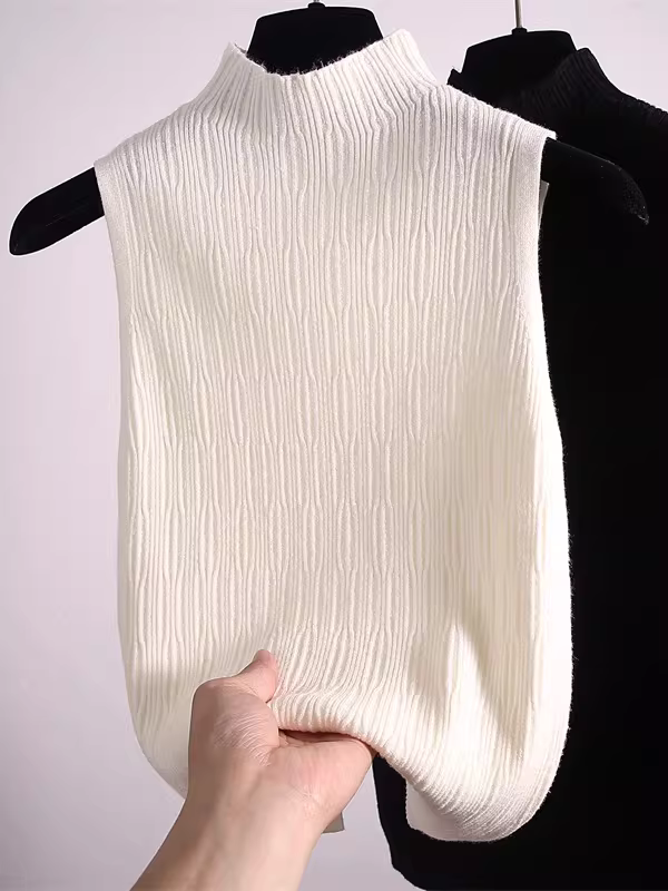 Áo thun nữ Nanyou giảm giá, kiểu dáng ôm sát, cổ nửa cao, không tay, chất liệu dệt kim, kiểu dáng thời trang, thích hợp làm lớp áo trong.