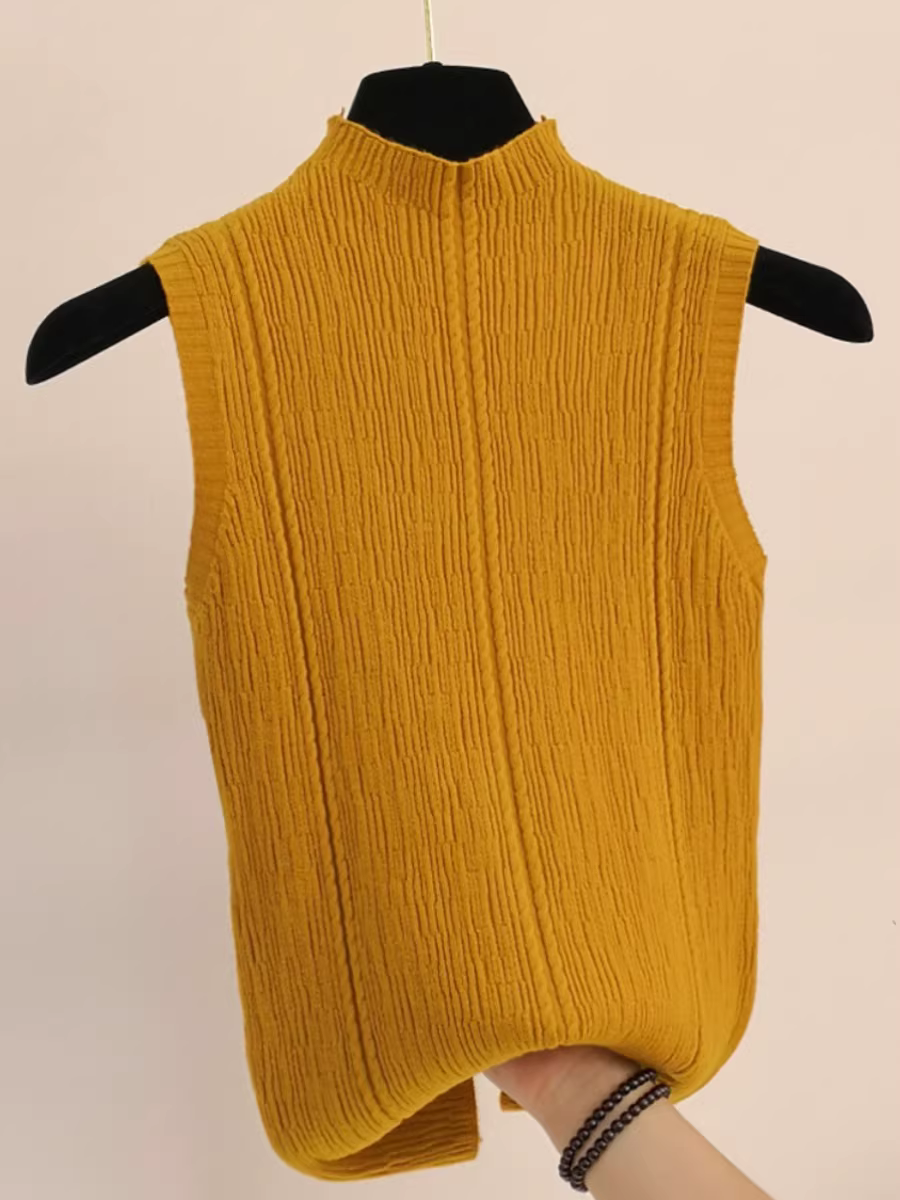 Thương hiệu ngoại thương giảm giá quần áo nữ, áo vest dệt kim cổ cao nửa cổ, áo len không tay, áo khoác ngoài, thời trang.