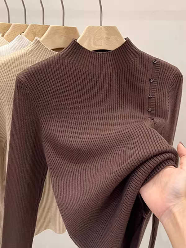 Hàng thanh lý quần áo nữ châu Âu, có mác cắt, áo len cài khuy mặc lớp, thiết kế thời trang và độc đáo cho mùa thu đông.