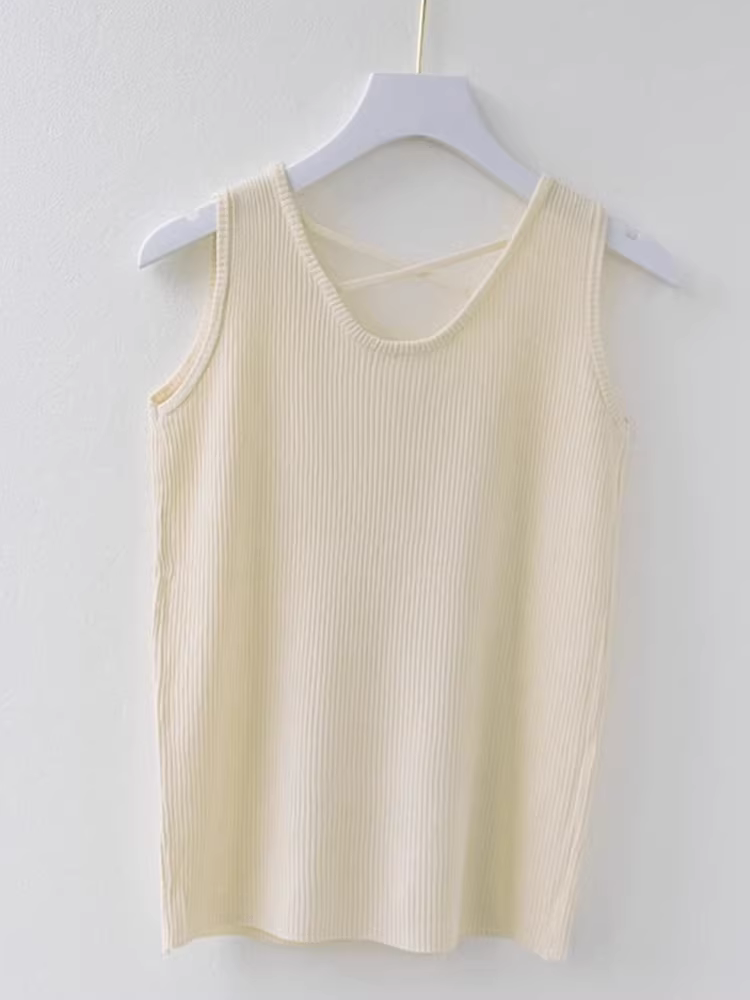 Hàng thanh lý quần áo nữ kiểu Âu, hàng xuất dư, áo gile dệt kim cổ tròn không tay, nhãn cắt, mùa hè, áo khoác ngoài nữ, áo ngắn.