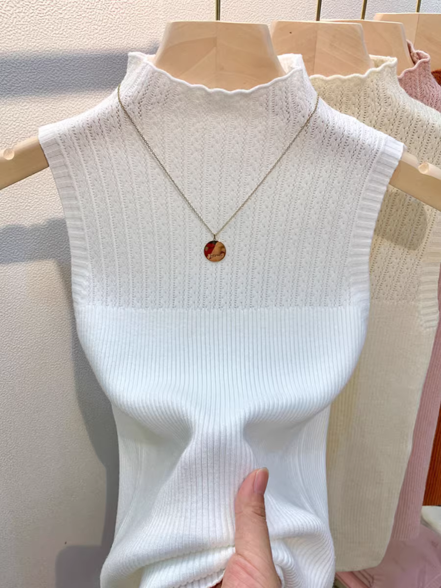 Hàng thanh lý quần áo nữ châu Âu, áo thun dệt kim không tay, áo hai dây ôm sát, áo lót bó sát thời trang.