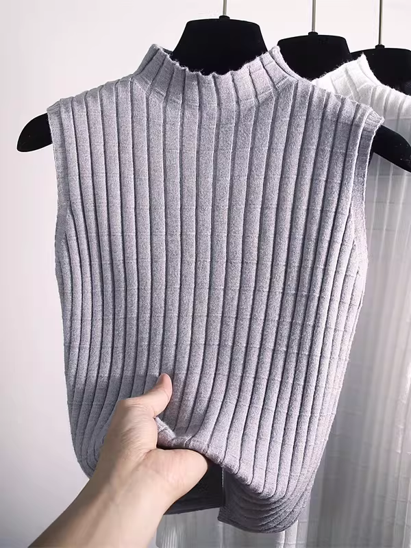 Áo len nữ Nanyou giảm giá, kiểu dáng mới, cổ nửa cao, không tay, ôm dáng, đa năng, thời trang.