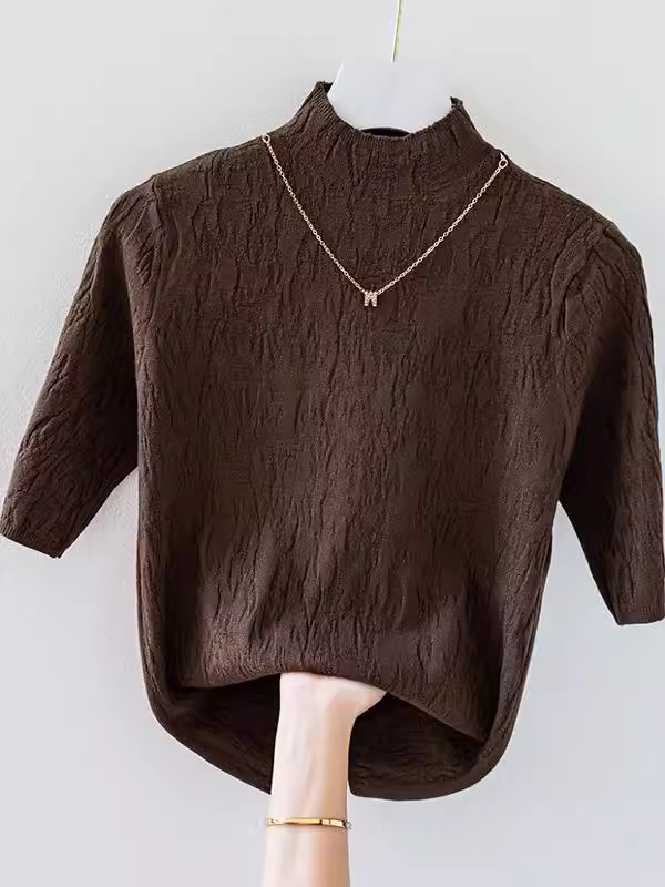 Hàng thanh lý áo len nữ kiểu Âu, có mác, cổ nửa cao, tay lửng, ôm dáng, tôn dáng, áo lót thời trang.