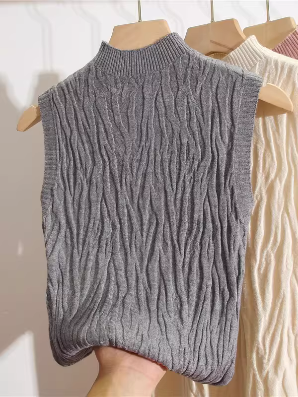 Giảm giá thanh lý quần áo nữ cửa hàng giảm giá áo ba lỗ dệt kim cổ cao nửa cổ thuần khiết khao khát ôm sát lớp bên trong áo khoác ngoài áo không tay