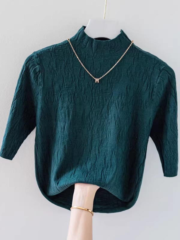 Hàng thanh lý áo len nữ kiểu Âu, có mác, cổ nửa cao, tay lửng, ôm dáng, tôn dáng, áo lót thời trang.