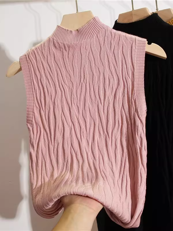 Giảm giá thanh lý quần áo nữ cửa hàng giảm giá áo ba lỗ dệt kim cổ cao nửa cổ thuần khiết khao khát ôm sát lớp bên trong áo khoác ngoài áo không tay