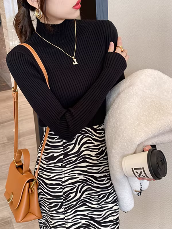 Hàng thanh lý quần áo xuất khẩu nữ, có mác cắt, áo thun cổ lọ nửa cao, áo kiểu dáng cơ bản màu trơn thời trang.